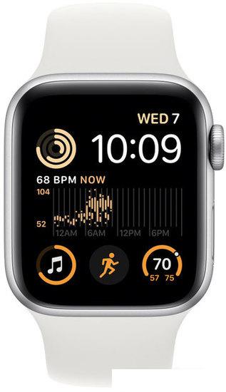 Умные часы Apple Watch SE 2 40 мм (алюминиевый корпус, серебристый/белый, спортивный силиконовый ремешок S/M)- фото3