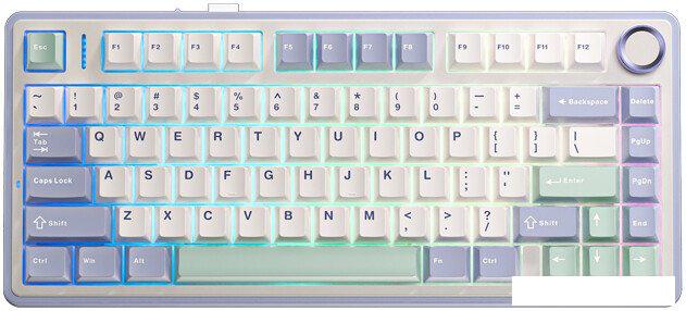 Клавиатура AULA F75 (белый/синий/зеленый, Leobog Graywood V3)