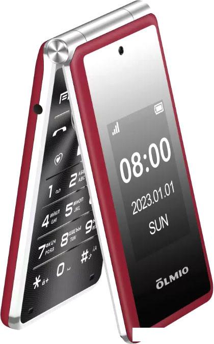 Кнопочный телефон Olmio F50 (красный)- фото