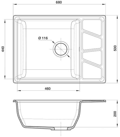 Кухонная мойка GranFest GF-V-680L (черный)- фото4