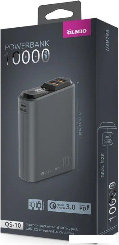 Портативное зарядное устройство Olmio QS-10 10000mAh (темно-серый)- фото2