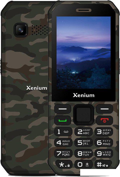 Кнопочный телефон Xenium X300 (зеленый камуфляж)- фото