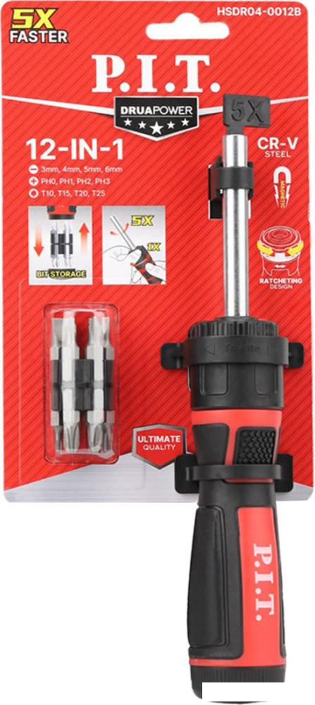 Набор отвертка с битами P.I.T. Advance HSDR04-0012B (13 предметов)