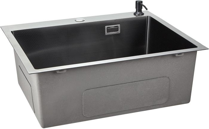 Кухонная мойка Stellar Decor S6550NB-D (нано черный)- фото2