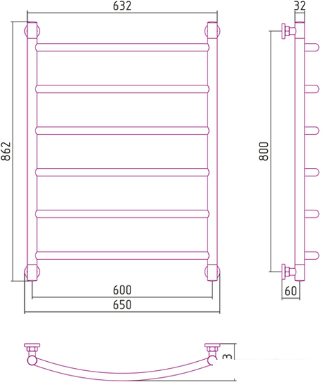 Полотенцесушитель Сунержа Галант+ 800x600 00-0200-8060- фото3