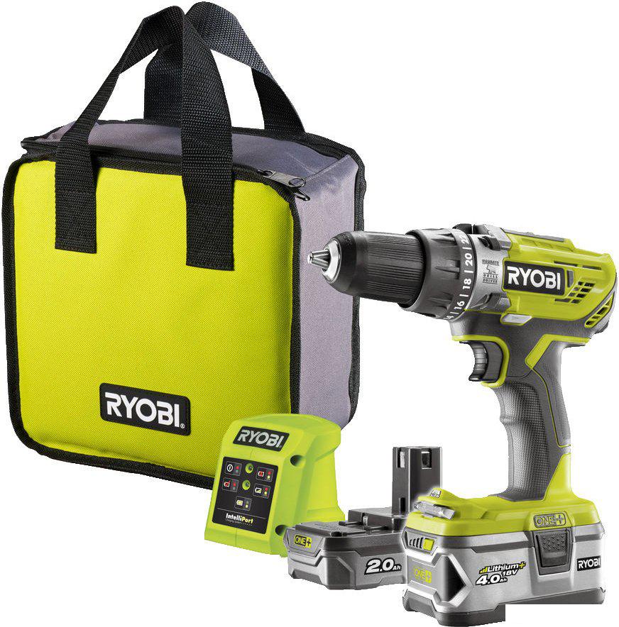 Ударная дрель-шуруповерт Ryobi R18PD3-242S 5133003820 (с 2-мя АКБ 4 Ah + 2 Ah, сумка)- фото
