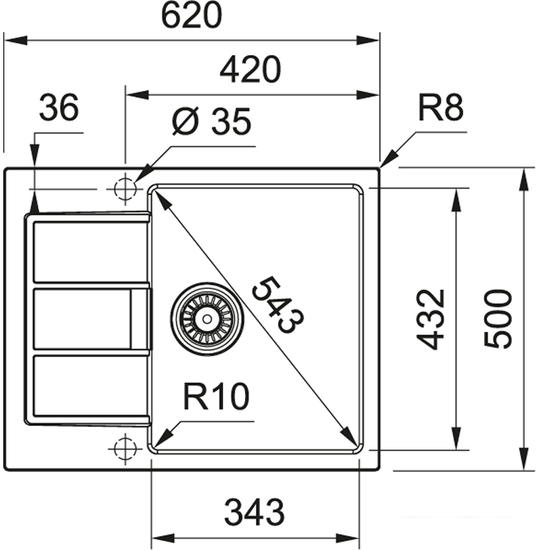 Кухонная мойка Franke Sirius 2.0 S2D 611-62 (500) Tectonite 143.0628.366 (оникс)- фото2