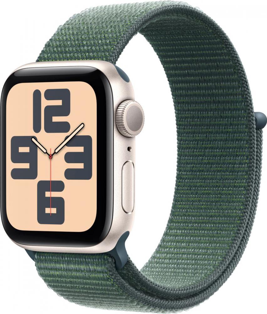 Умные часы Apple Watch SE 2 40 мм (алюминиевый корпус, звездный свет/зеленый, нейлоновый ремешок)- фото