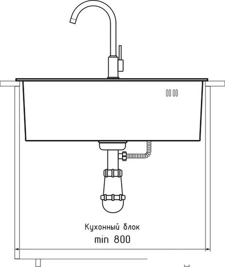 Кухонная мойка GranFest Metal нержавеющая сталь AISI 304 GF-6045 (с сифоном)- фото2