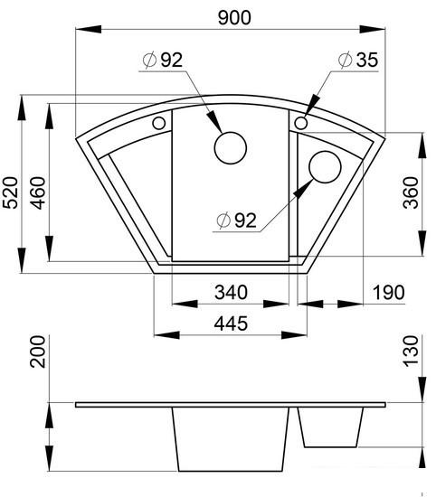 Кухонная мойка Granula GR-9001 (пирит)- фото2