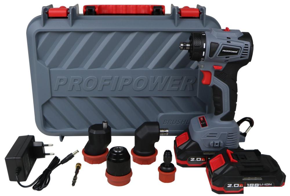 Дрель-шуруповерт Profipower MKBL-18BM (с 2-мя АКБ, кейс, сменные патроны)