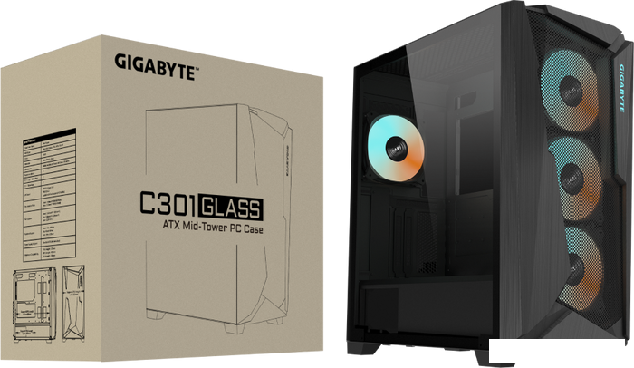 Корпус Gigabyte C301 Glass (черный)- фото2