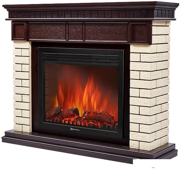 Портал Firelight Bricks 25 (камень бежевый/шпон темный дуб)- фото2