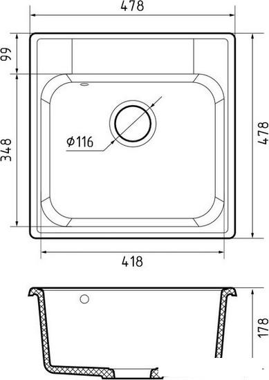 Кухонная мойка GranFest QUARZ GF-Z48 (темно-серый)- фото3