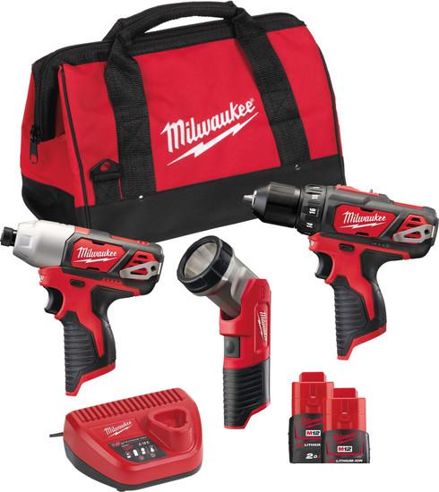 Milwaukee М12 ВPP3А-202B 4933441225 (шуруповерт, винтоверт, фонарь, 2 АКБ, сумка)- фото3
