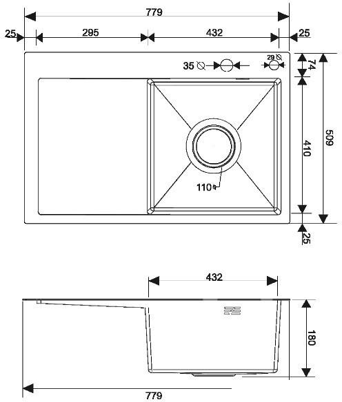 Кухонная мойка РМС MRK-7851R (с дозатором)- фото4