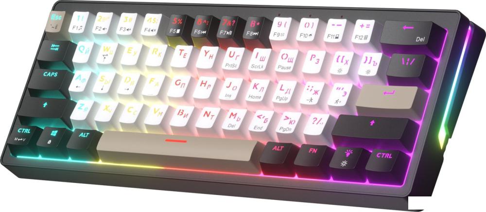 Клавиатура JEGG ZA61 White Black Brown (TNT Yellow)- фото4