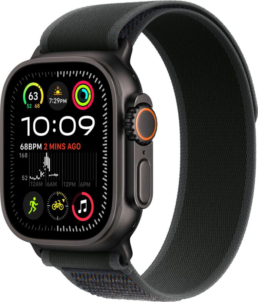 Умные часы Apple Watch Ultra 2 LTE 49 мм (титановый корпус, черный/черный, нейлоновый ремешок S/M)- фото