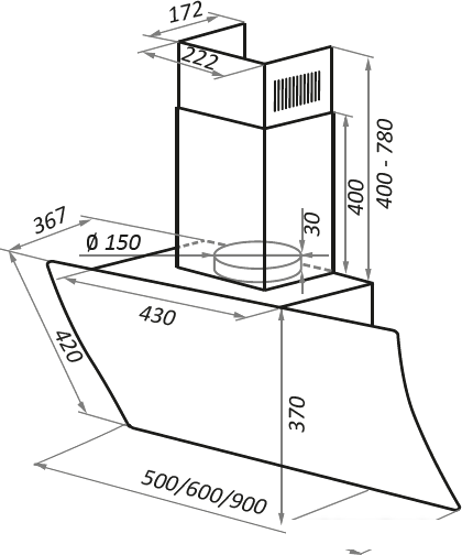 Кухонная вытяжка MAUNFELD Sky Star Chef 60 (черный)- фото2