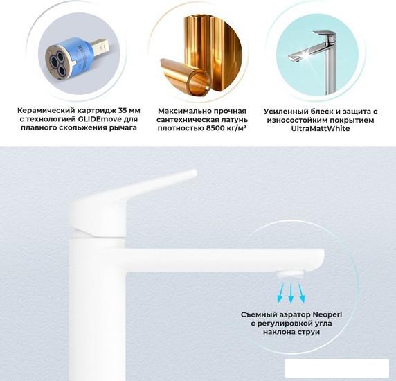 Смеситель Wellsee ICON! for life 182305000 (матовый белый)- фото2