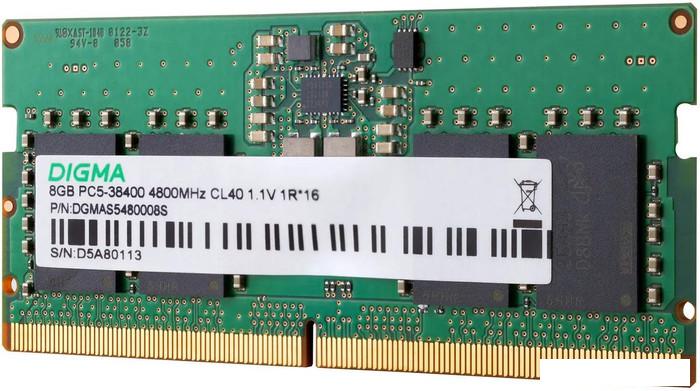 Оперативная память Digma 8ГБ DDR5 SODIMM 4800 МГц DGMAS5480008S- фото4