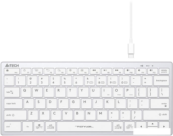 Клавиатура A4Tech Fstyler FBX51C (серебристый/белый)- фото2