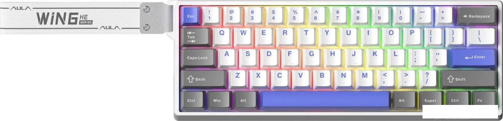 Клавиатура AULA WIN60HE Max (белый/серый/синий, Wing Chun)