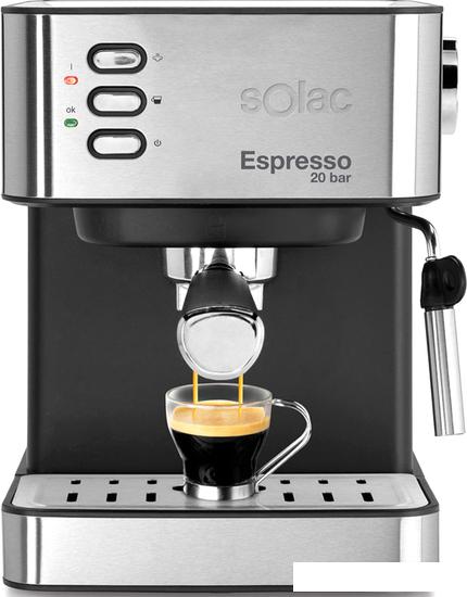 Рожковая помповая кофеварка Solac Espresso 20 Bar (нержавеющая сталь)