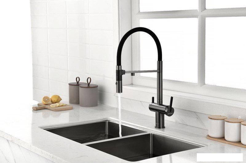 Смеситель Paulmark Gravity Gr213888-GM (черный/вороненая сталь)- фото3