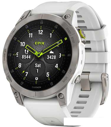 Умные часы Garmin Epix Sapphire Gen 2 (серебристый титан/белый)- фото