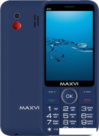 Кнопочный телефон Maxvi B35 (синий)- фото