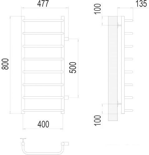 Полотенцесушитель TERMINUS Стандарт П8 400x800 бп 500- фото3