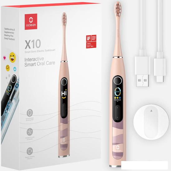 Электрическая зубная щетка Oclean X10 Smart Electric Toothbrush (розовый)- фото