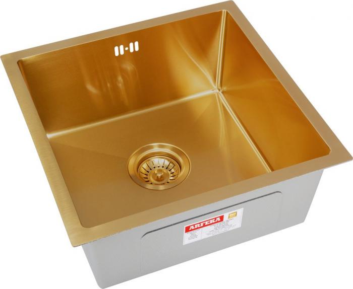 Кухонная мойка ARFEKA ECO AR 450*450 GOLD PVD NANO- фото2