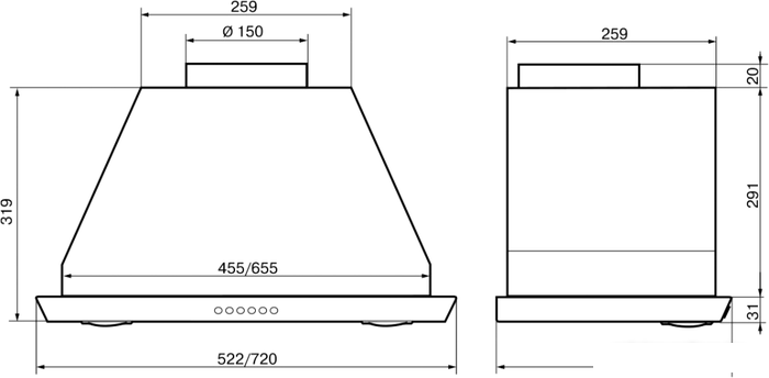 Кухонная вытяжка Elikor Врезной блок S4 72Н-700-Э4Д (нержавеющая сталь)- фото2