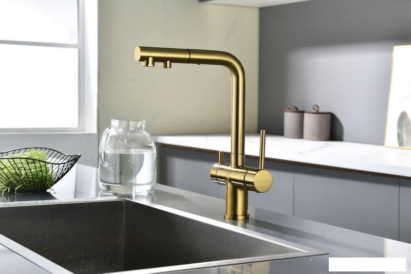 Смеситель Paulmark Serpentine Se213222-BG (золото/брашированное золото)- фото3