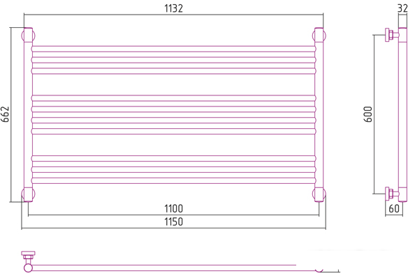 Полотенцесушитель Сунержа Богема L 600x1100 00-0202-6011- фото3