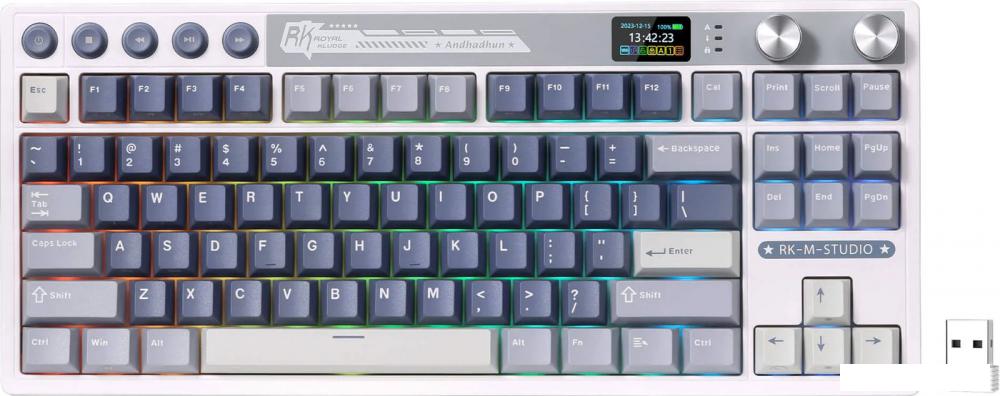 Клавиатура Royal Kludge M87 RGB Ocean Blue (RK Cream)- фото