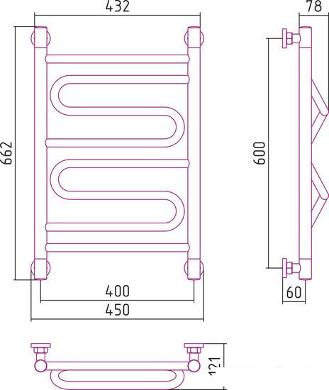 Полотенцесушитель Сунержа Элегия+ 600x400 00-0205-6040- фото3