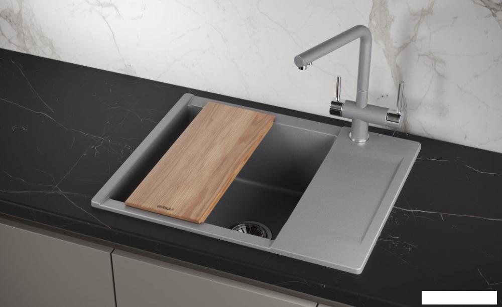 Кухонная мойка Granula ES-6202 (алюминиум)- фото4