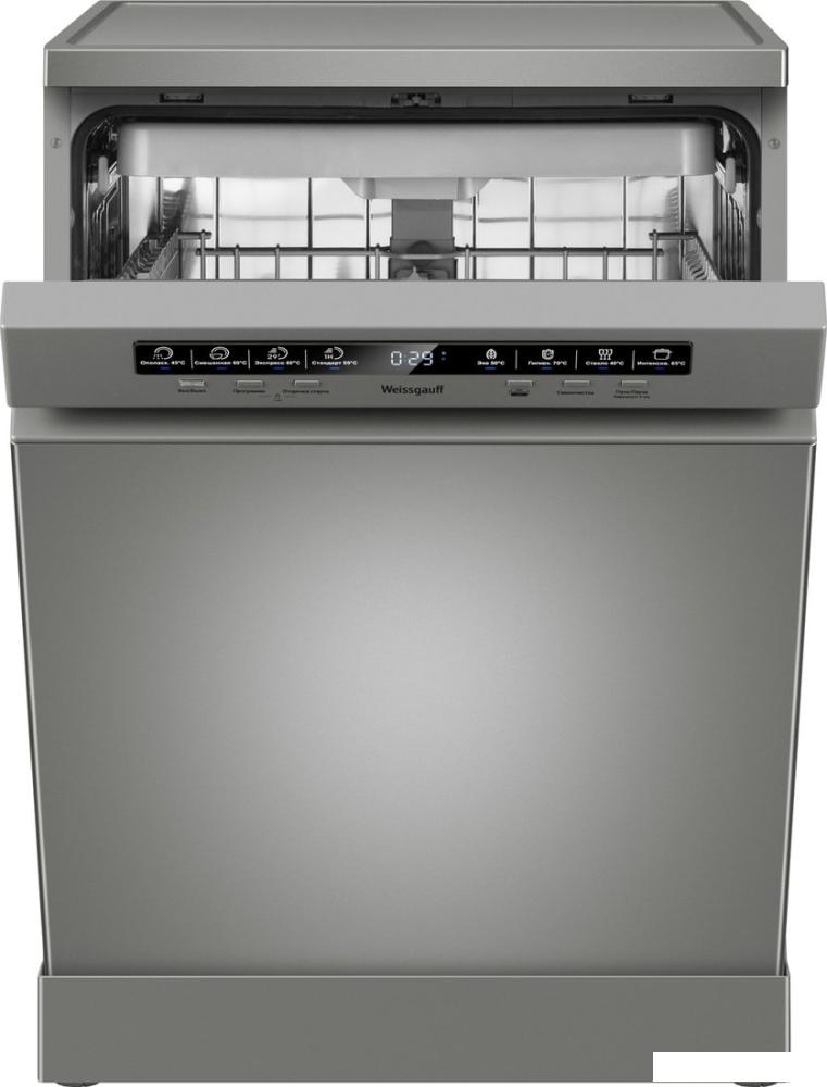 Отдельностоящая посудомоечная машина Weissgauff DW 6038 D Dual Wash Silver- фото2