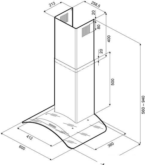 Кухонная вытяжка Krona Sabrina 600 Inox/Glass Push Button- фото3