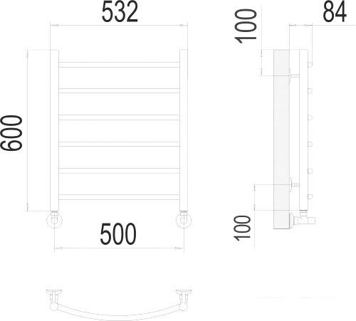 Полотенцесушитель TERMINUS Классик П6 500x600 нп (хром)- фото3