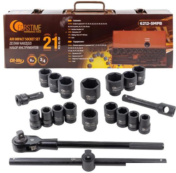 Набор трещотка с головками Forstime FT-6212-5MPB (21 предмет)- фото