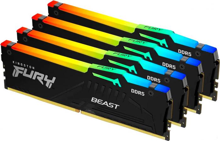 Оперативная память Kingston FURY Beast RGB 4x32ГБ DDR5 5200 МГц KF552C40BBAK4-128- фото