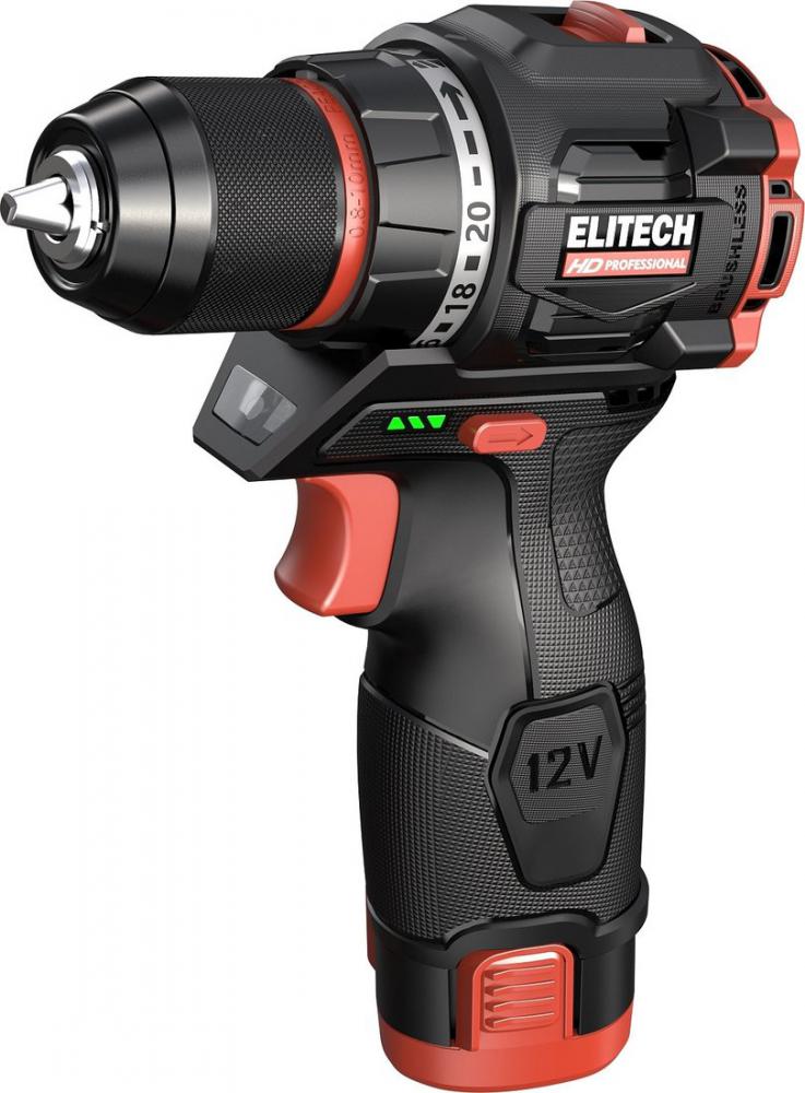 Дрель-шуруповерт ELITECH CD 12L2 E2201.038.01 (с 2-мя АКБ, кейс)- фото2