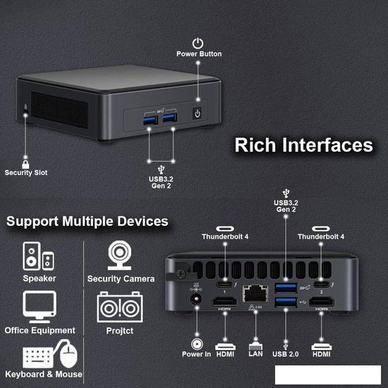 Компактный компьютер Intel NUC 11 Pro Kit BNUC11ATKPE0000- фото2