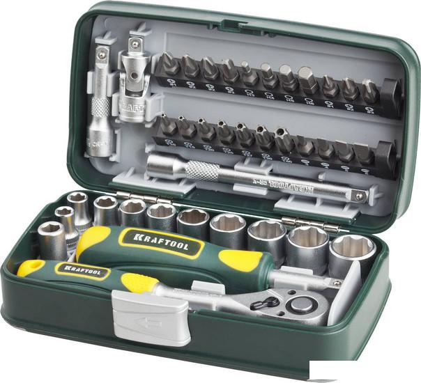 Набор трещотка с головками и битами KRAFTOOL 27970-H38 (38 предметов)- фото2