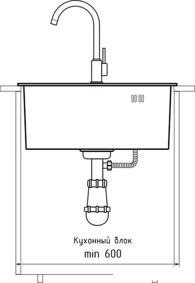 Кухонная мойка GranFest Metal нержавеющая сталь AISI 304 PVD GF-5050 Графит (с сифоном)- фото2
