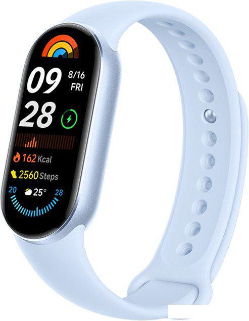 Фитнес-браслет Xiaomi Smart Band 9 (голубой, с голубым силиконовым ремешком, международная версия)- фото
